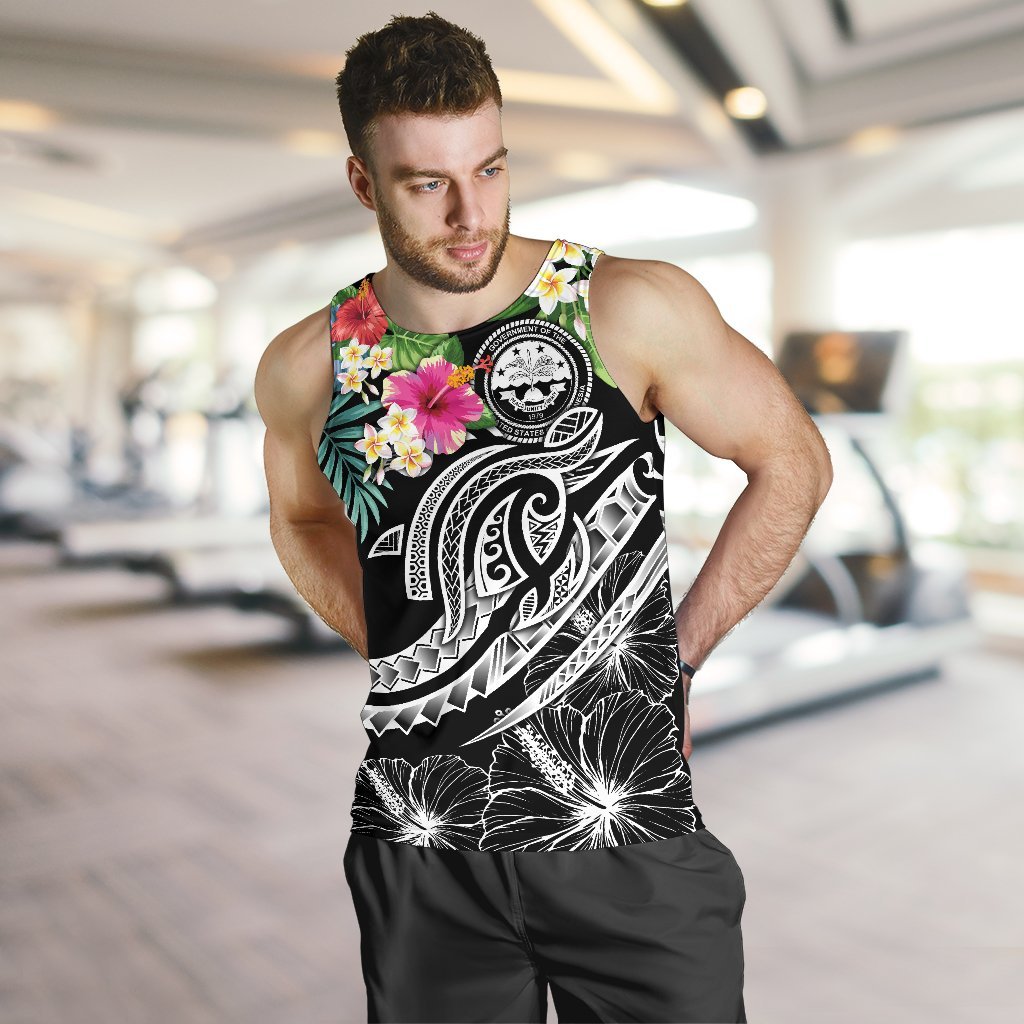 FSM Polynesian Men's Tank - Summer Plumeria (Black) - Polynesian Pride