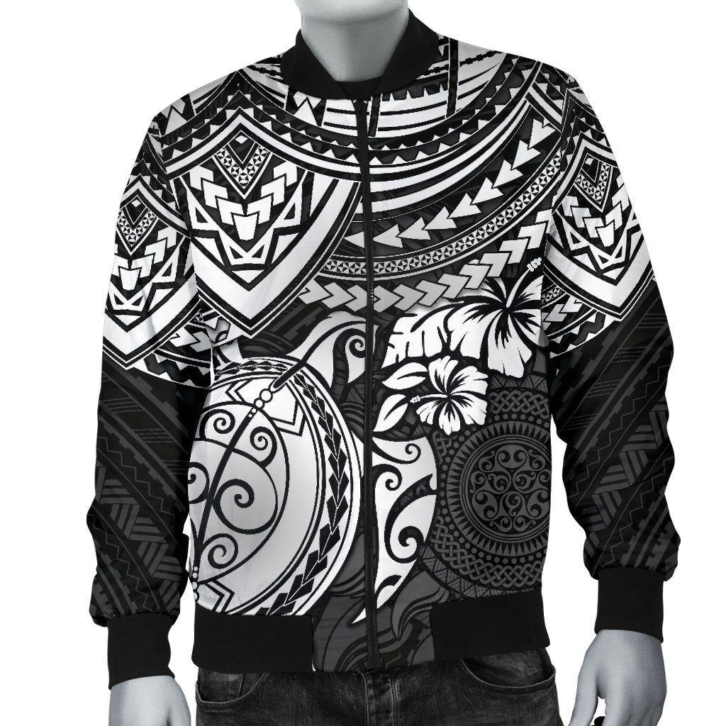 Polynesian Bomber Jacket (Men) - Polynesian White Turtle - Polynesian Pride