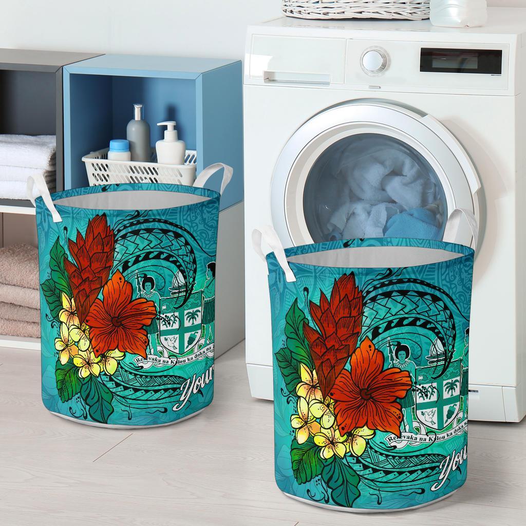 Fiji Laundry Basket - Custom Personalised Tropical Flowers Style - Polynesian Pride