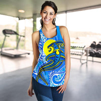 Palau Polynesian Women's Racerback Tank - Palau Flag with Polynesian Tattoo - Polynesian Pride