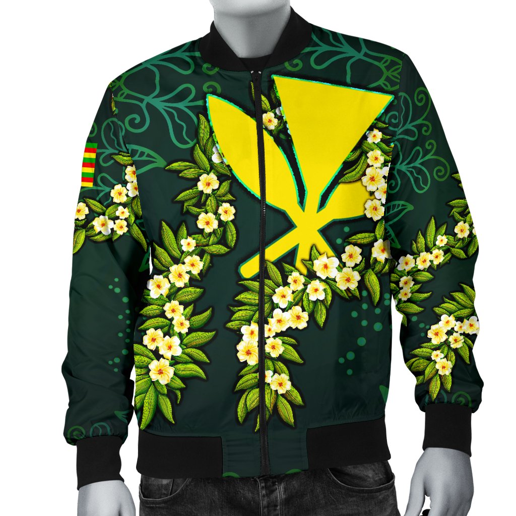 Polynesian Hawaii Men Bomber Jacket - Ti Leaf Lei Turtle - Polynesian Pride