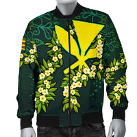 Polynesian Hawaii Men Bomber Jacket - Ti Leaf Lei Turtle - Polynesian Pride
