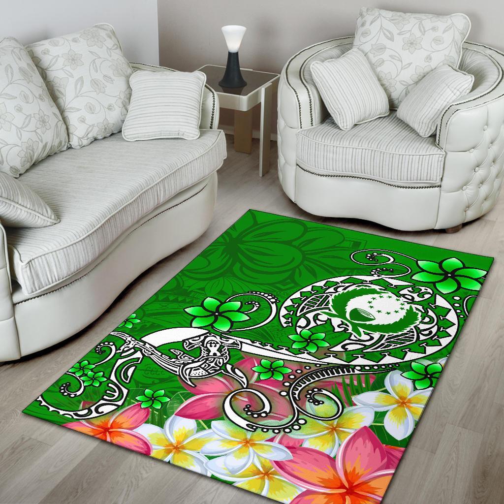 Pohnpei Area Rug - Turtle Plumeria (Green) - Polynesian Pride