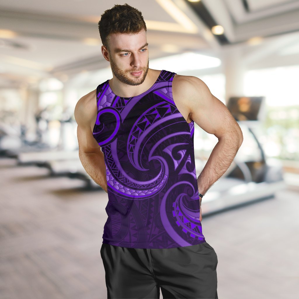 New Zealand Maori Mangopare Men Tank Top Polynesian - Purple - Polynesian Pride