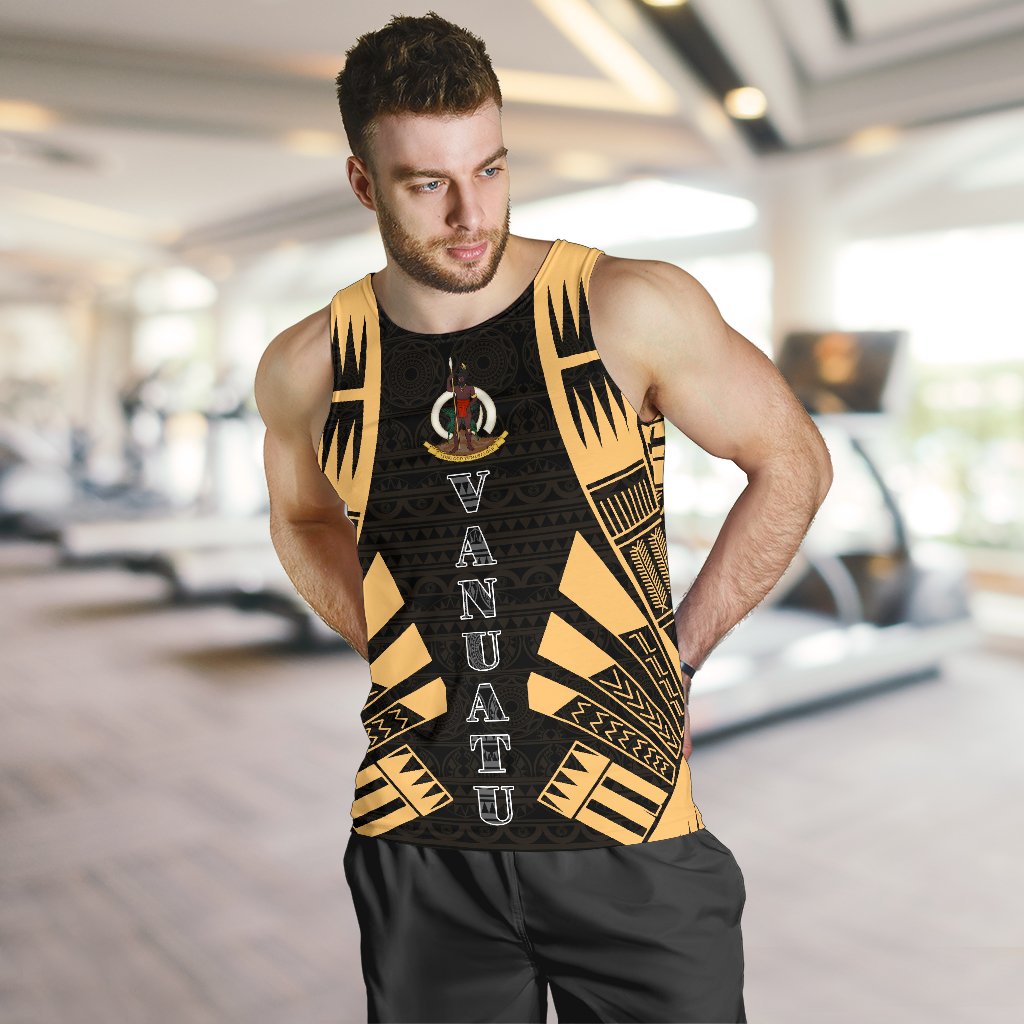 Vanuatu Men Tank Top - Polynesian Tattoo Gold - Polynesian Pride