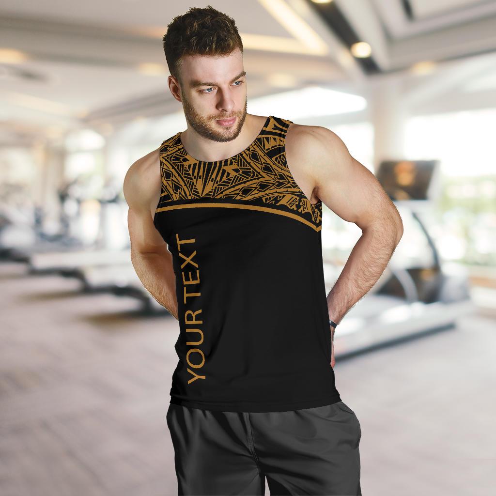Turtle Personalised Men's Tank Top - Polynesian Gold Curve Style - Polynesian Pride
