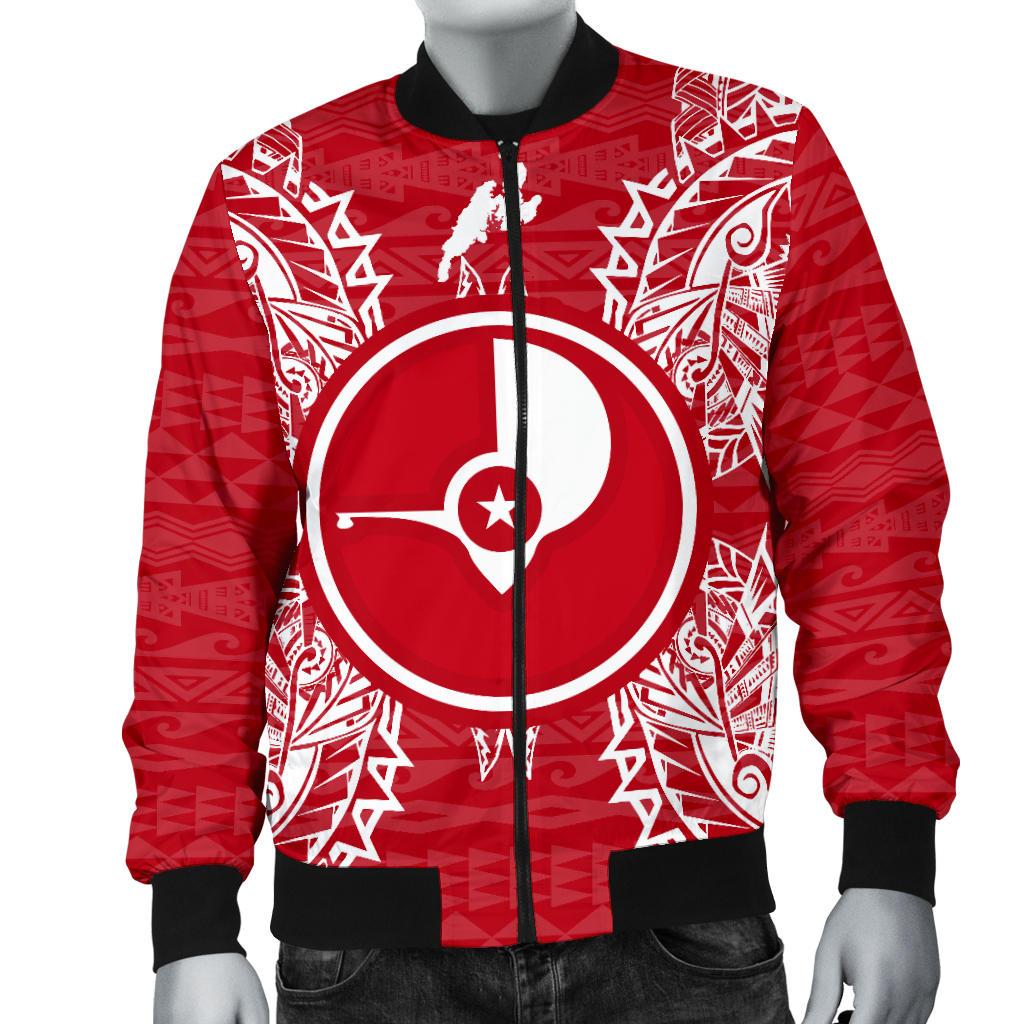 Yap Polynesian Men's Bomber Jacket Map Red White - Polynesian Pride