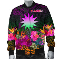 Nauru Men's Bomber Jacket - Summer Hibiscus - Polynesian Pride