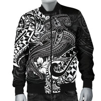 Polynesian Men's Bomber Jacket - White Shark Polynesian Tattoo - Polynesian Pride