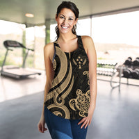 Kosrae Micronesian Women Racerback Tank - Gold Tentacle Turtle - Polynesian Pride