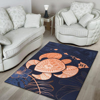 Hawaiian Map Hibiscus Turtle Polynesian Indigo Luxury - Rug - Polynesian Pride