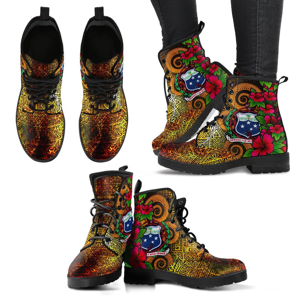 Samoa Polynesian Leather Boots - Hibiscus Vintage - Polynesian Pride