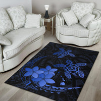 Hawaii Polynesian Turtle Plumeria Rug - Pog Style Blue - Polynesian Pride
