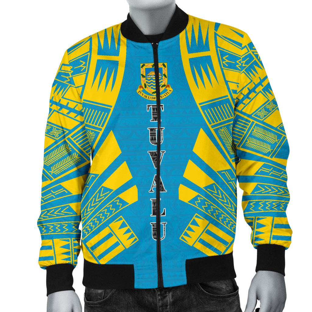 Tuvalu Men Bomber Jackets - Polynesian Tattoo Flag - Polynesian Pride
