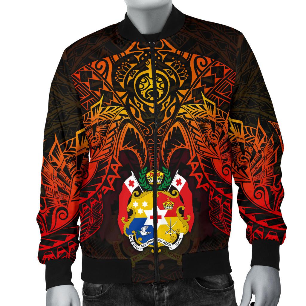 Tonga Polynesian Bomber Jacket (Men) - Red Manta Ray - Polynesian Pride