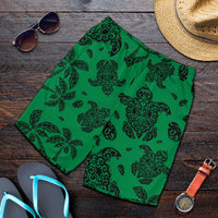 Polynesian Turtle Palm And Sea Pebbles Green Men's Short - Polynesian Pride
