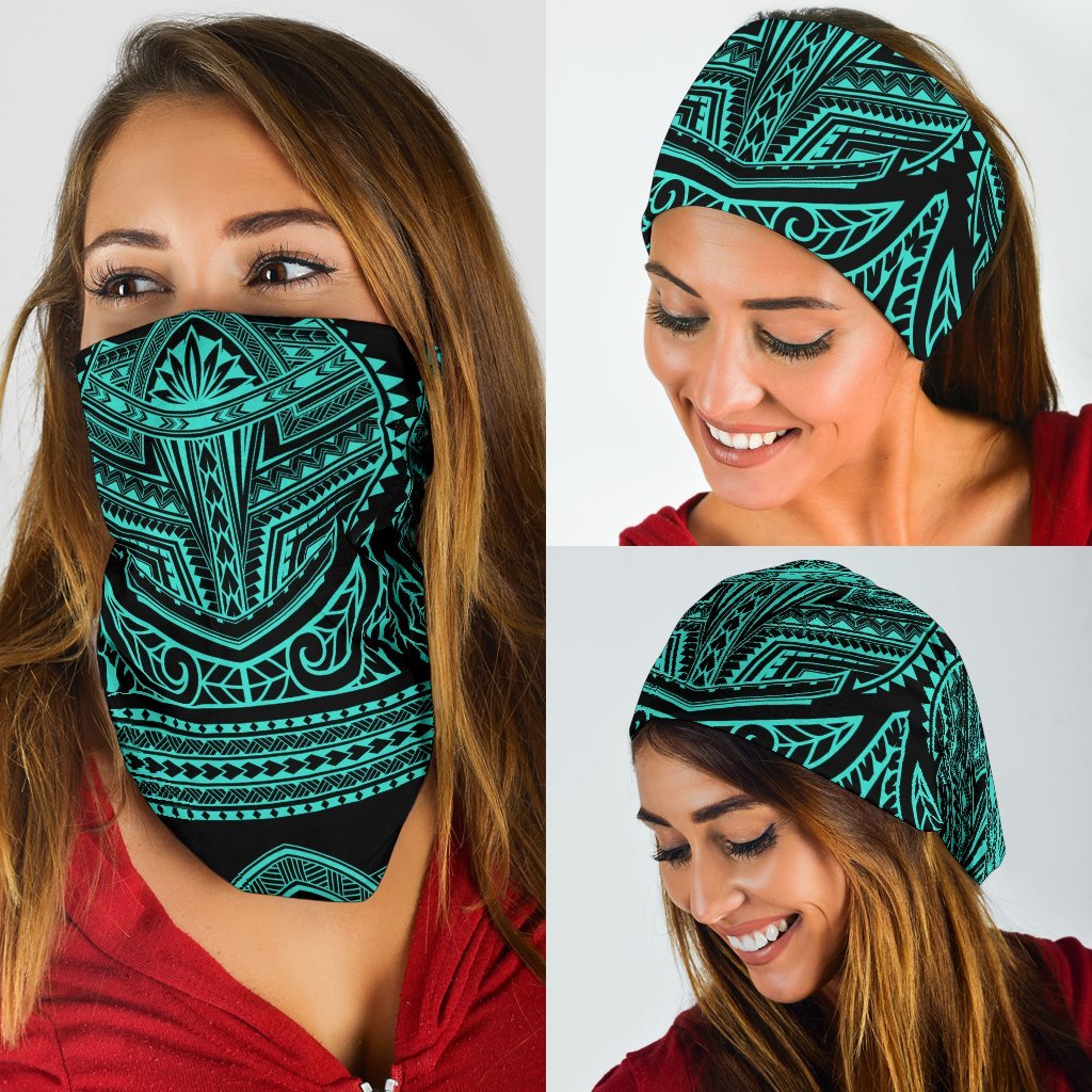 Hawaiian Kanaka Map Bandana 3 - Pack Attack Warrior Turquoise - Polynesian Pride
