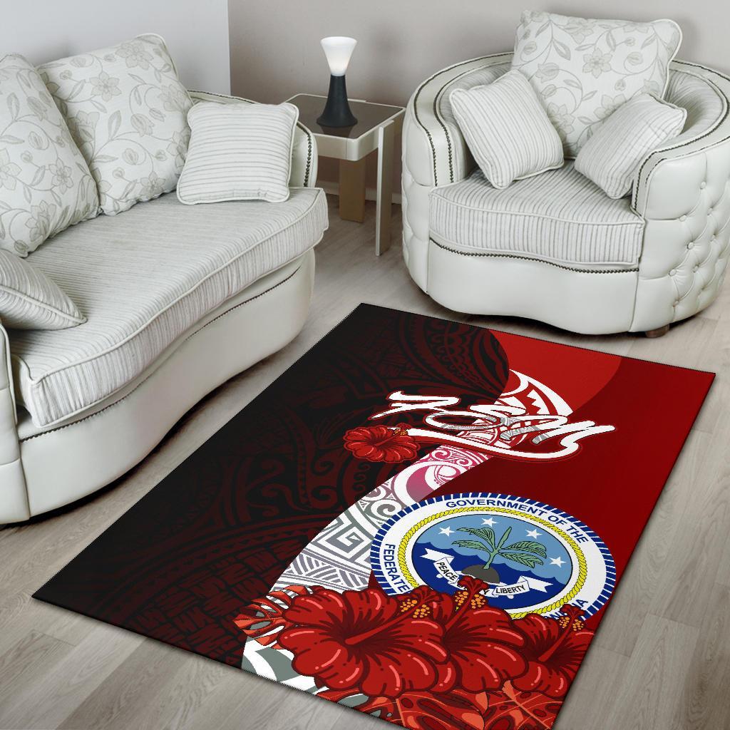 Federated States Of Micronesia Polynesian Area Rug - Coat Of Arm With Hibiscus - Polynesian Pride