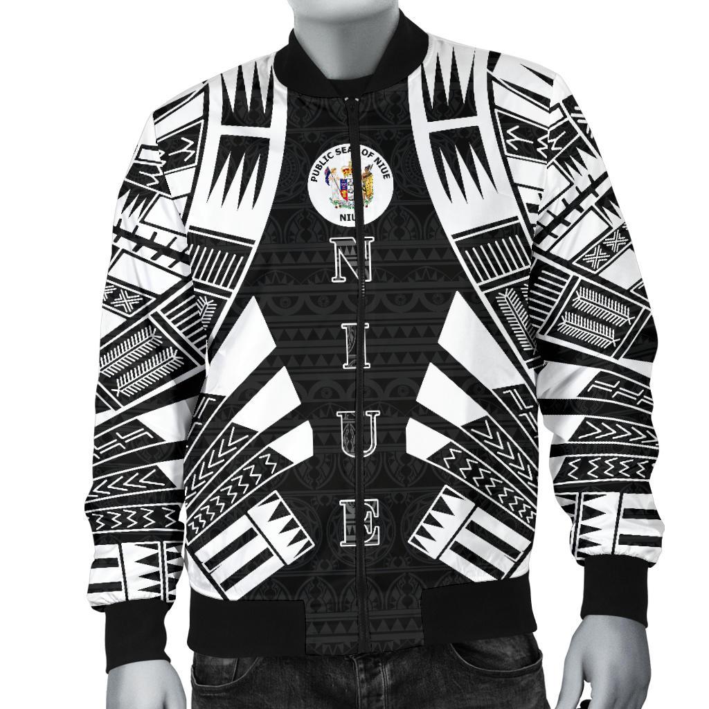 Niue Men Bomber Jackets - Polynesian Tattoo Black - Polynesian Pride