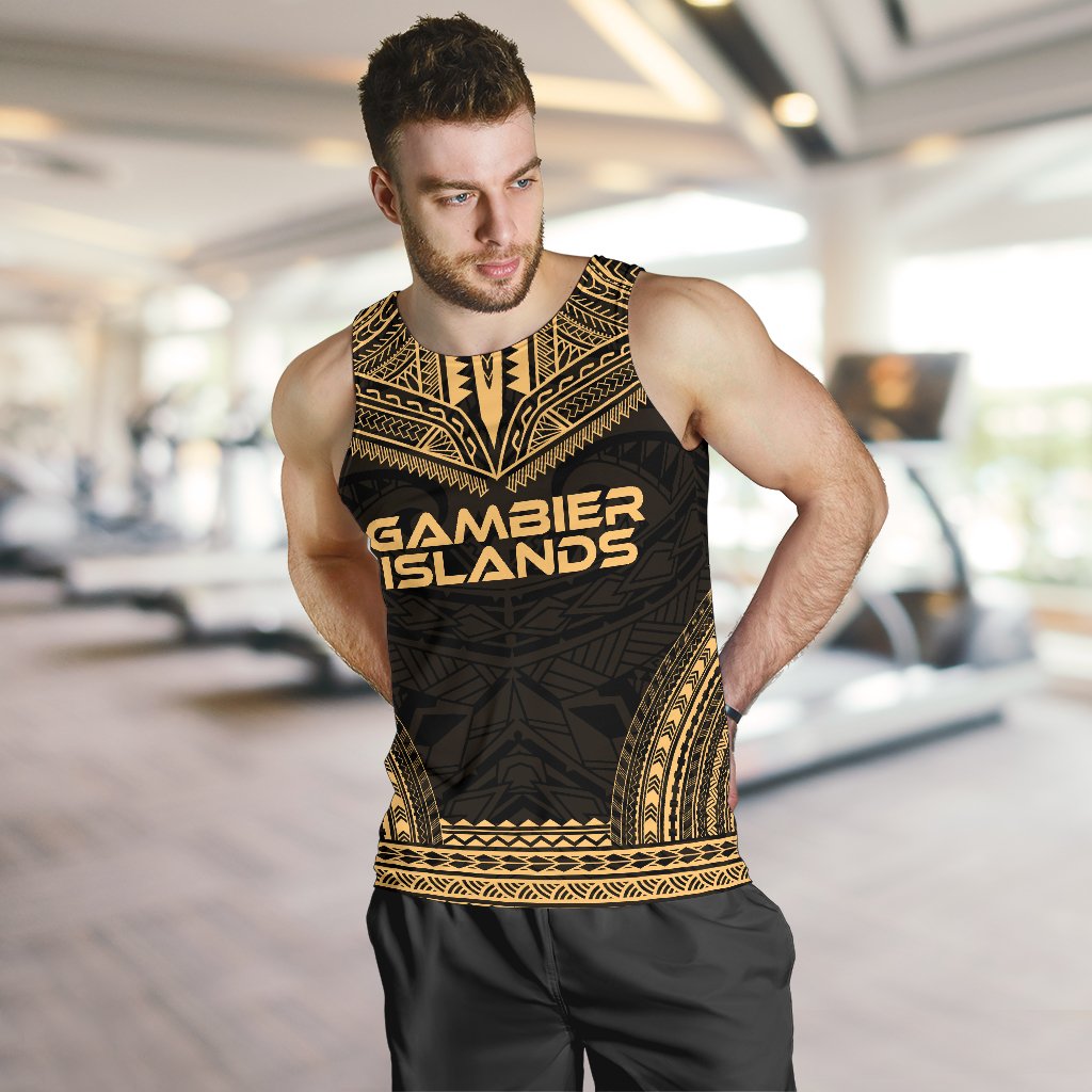 Gambier Islands Men's Tank Top - Polynesian Chief Gold Version - Polynesian Pride