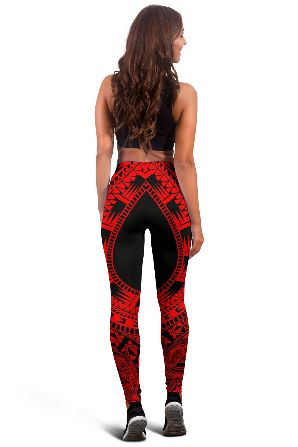 American Samoa Women Leggings Polynesian Pattern Red - Polynesian Pride