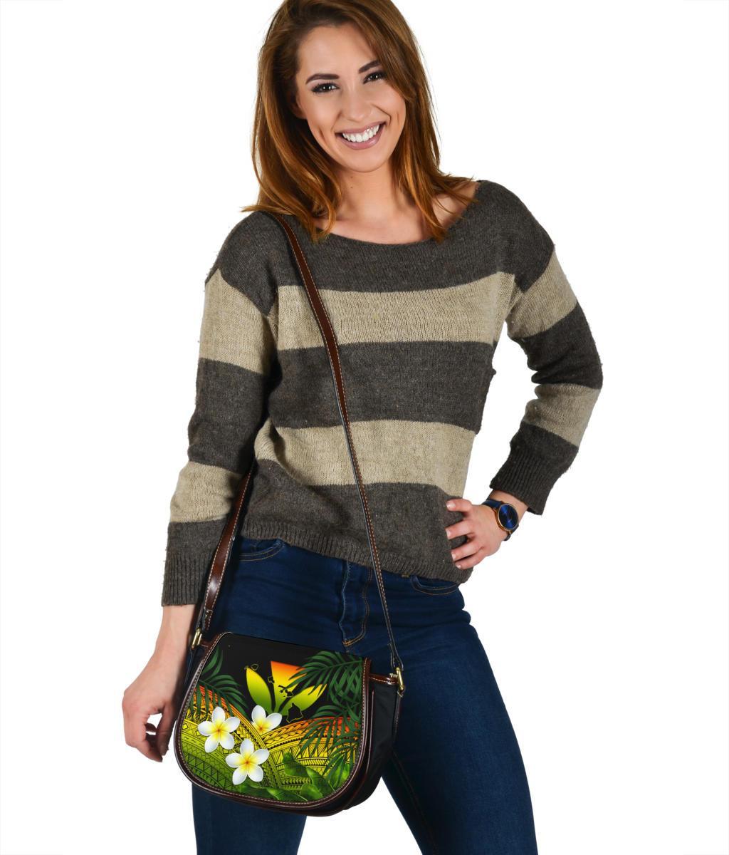Kanaka Maoli (Hawaiian) Saddle Bag, Polynesian Plumeria Banana Leaves Reggae - Polynesian Pride