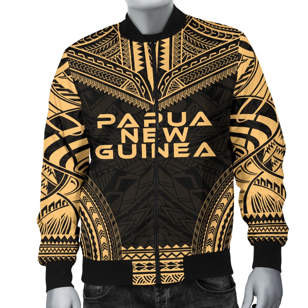 Papua New Guinea Polynesian Chief Men's Bomber Jacket - Gold Version - Polynesian Pride