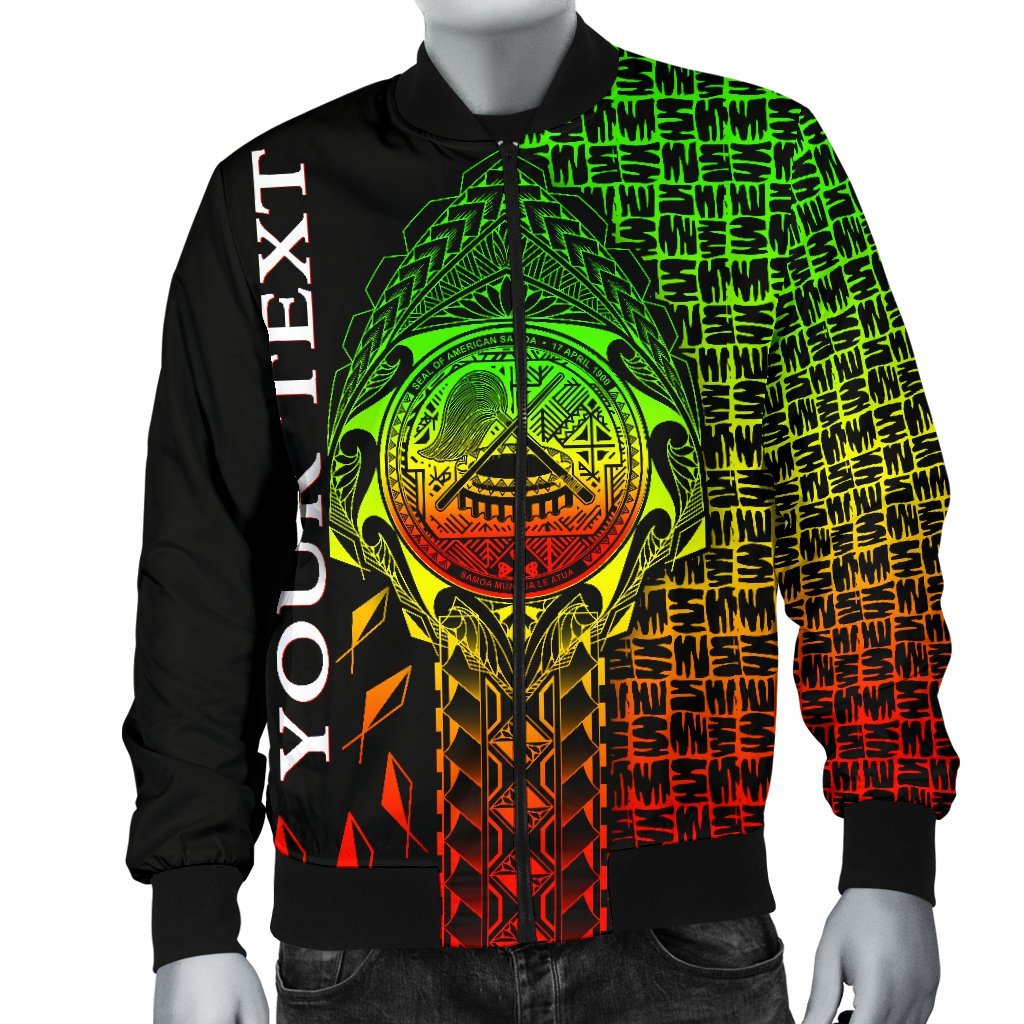 American Samoa Custom Personalised Men's Bomber Jacket - AS Seal Rocket Style (Reggae) - Polynesian Pride