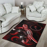 Chuuk Polynesian Area Rugs - Turtle With Blooming Hibiscus Red - Polynesian Pride