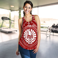 Tahiti Personalised Women's Racerback Tank - Tahiti Seal In Polynesian Tattoo Style (Red) - Polynesian Pride
