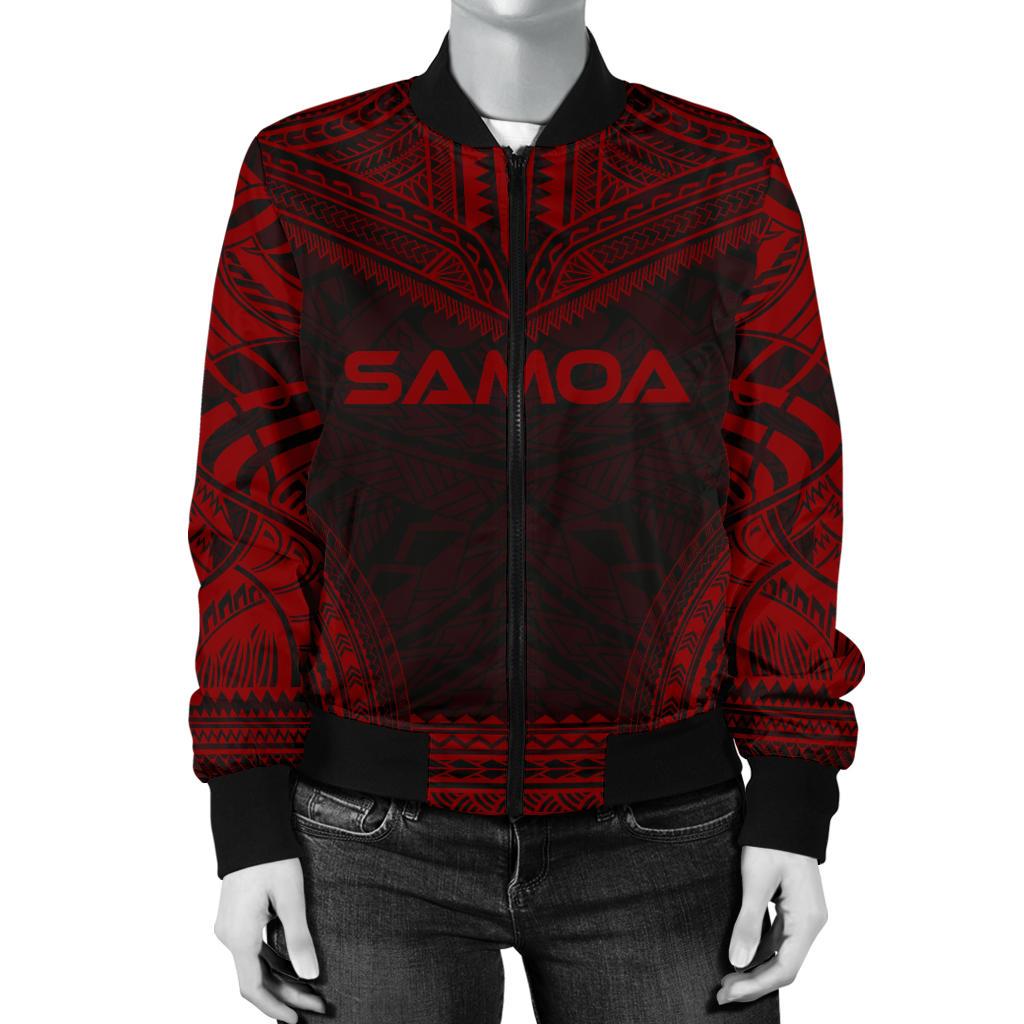Samoa Polynesian Chief Women'S Bomber Jacket - Red Version - Polynesian Pride