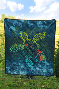 Hawaii Quilt - Hawaii Turtle Map Plumeria - Polynesian Pride