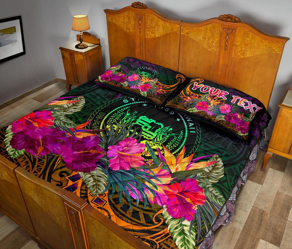 Polynesian Hawaii Personalised Quilt Bed Set - Summer Hibiscus - Polynesian Pride