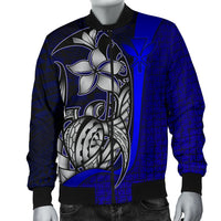 Polynesian Hawaii Men Bomber Jacket Blue - Turtle with Hook - Polynesian Pride