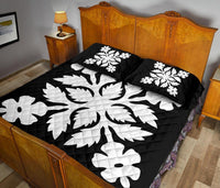 Hawaiian Quilt Bed Set Royal Pattern - Black And White - B2 Style - Polynesian Pride