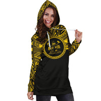 Fiji Women Hoodie Dress - Fiji Coat Of Arms Polynesian Gold Black - Polynesian Pride