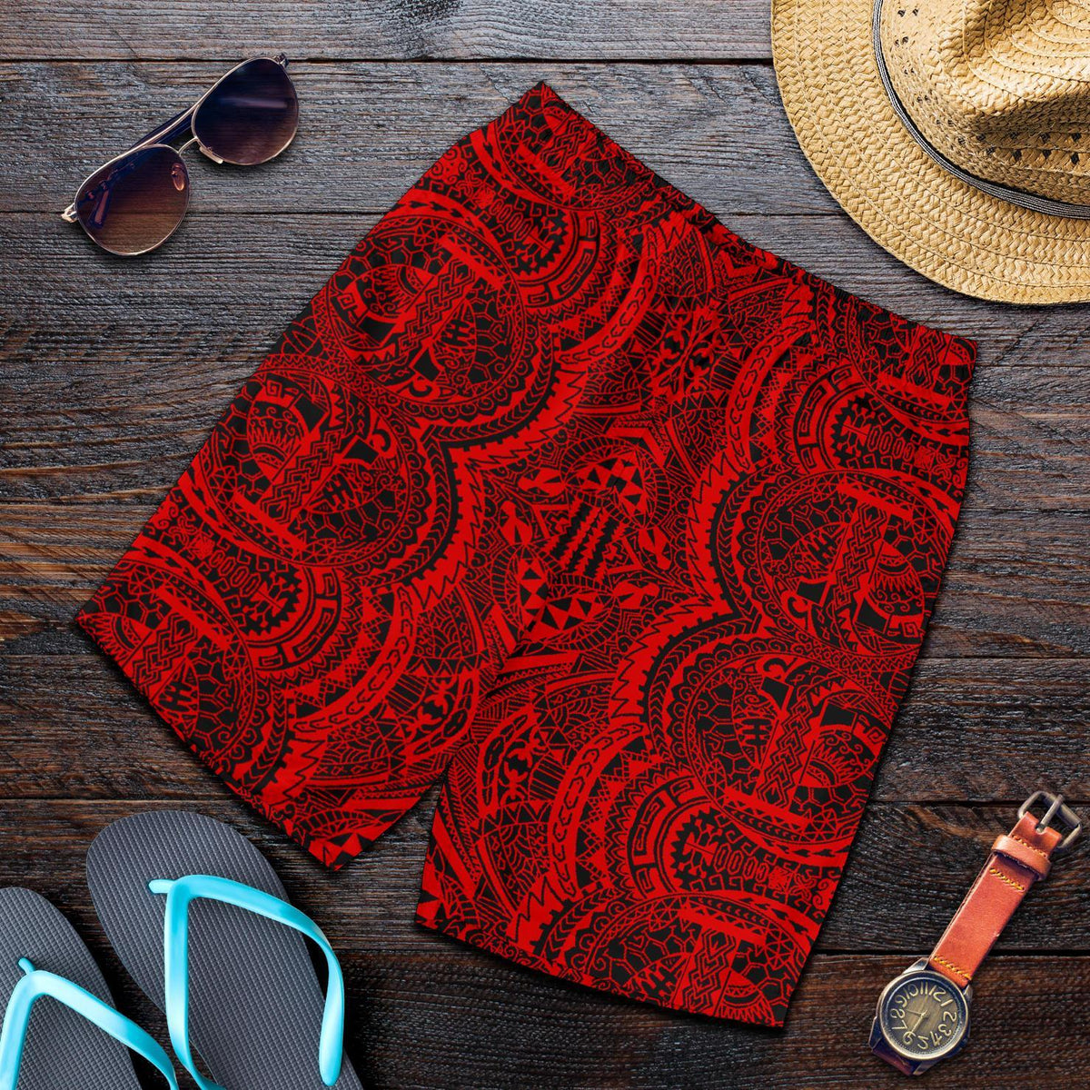 Polynesian Symmetry Red Men's Short - Polynesian Pride