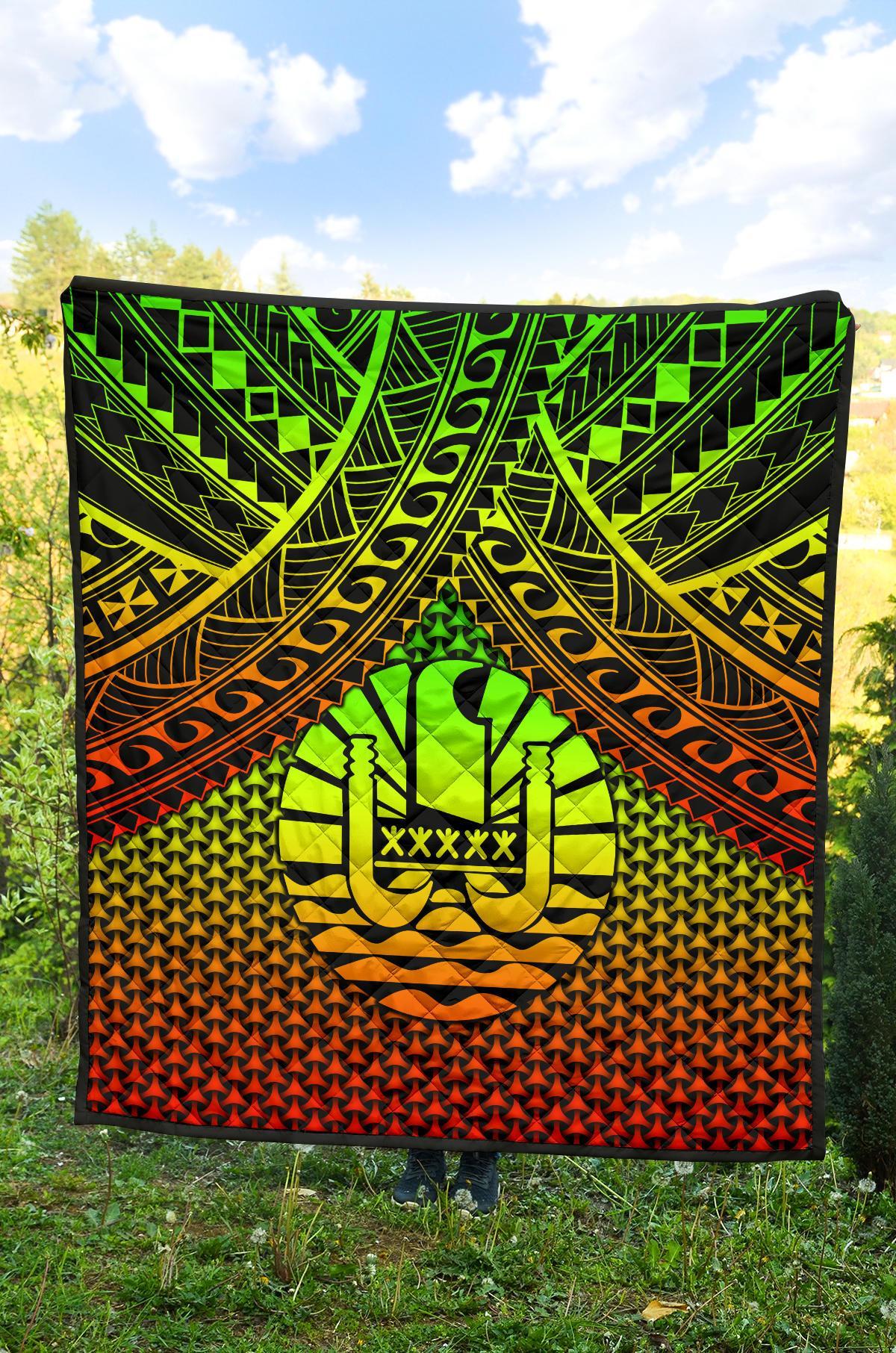 Polynesian Tahiti Premium Quilt - Reggae Vintage Polynesian Patterns - Polynesian Pride