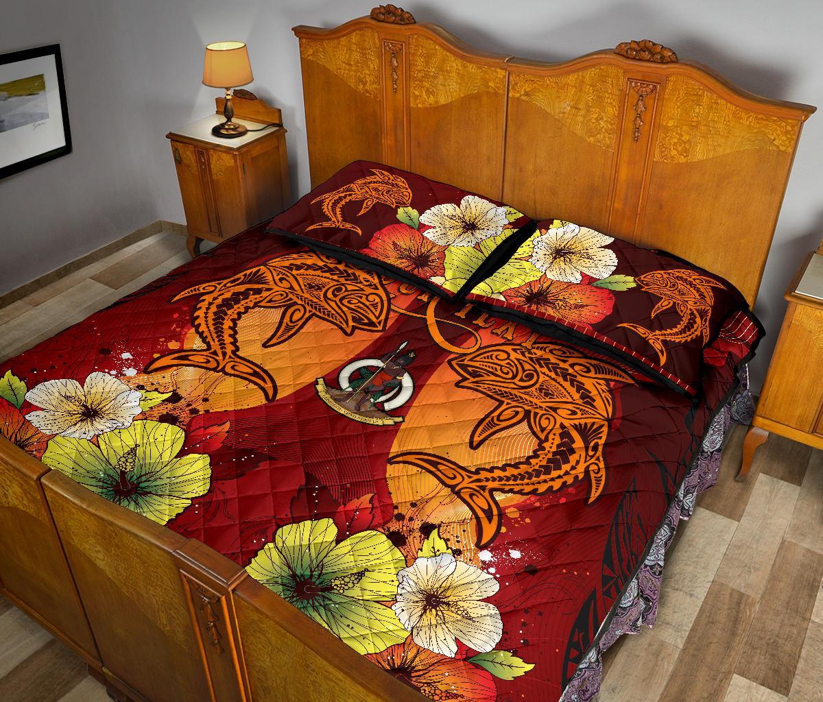Vanuatu Custom Personalised Quilt Bed Sets - Tribal Tuna Fish - Polynesian Pride