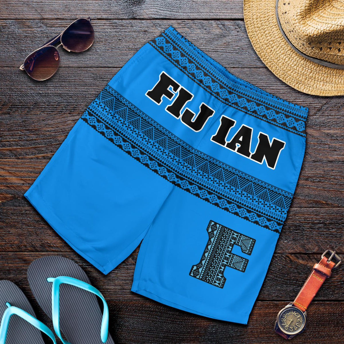 Fijian Men's Short - Tapa Pattern - Polynesian Pride