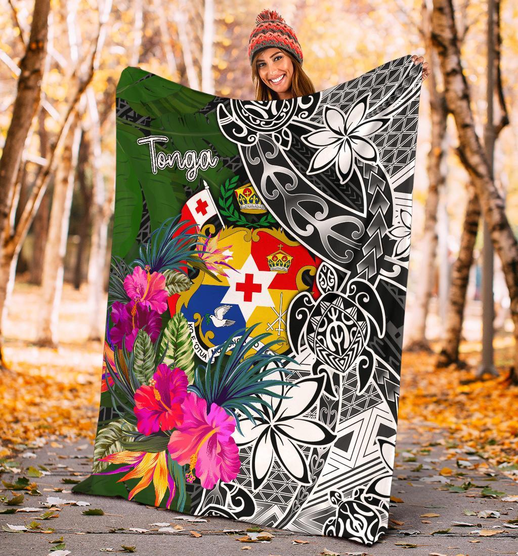 Tonga Premium Blanket - Turtle Plumeria Banana Leaf - Polynesian Pride