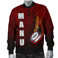 Samoa Men's Bomber Jacket - Manu Rugby Fire - Polynesian Pride