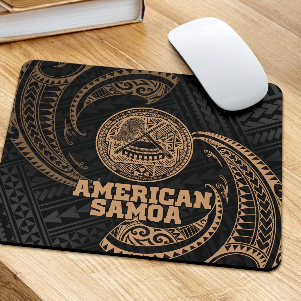 American Samoa Polynesian Mouse Pad - Gold Tribal Wave - Polynesian Pride