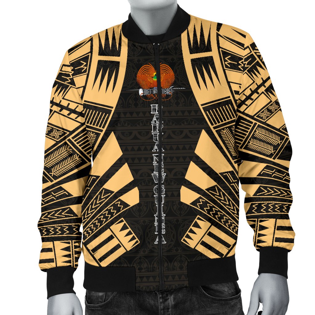 Papua New Guinea Men Bomber Jackets - Polynesian Tattoo Gold - Polynesian Pride