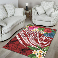 Guam Polynesian Area Rug - Summer Plumeria (Black) - Polynesian Pride