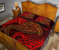 American Samoa Quilt Bed Set - Red Shark Polynesian Tattoo - Polynesian Pride