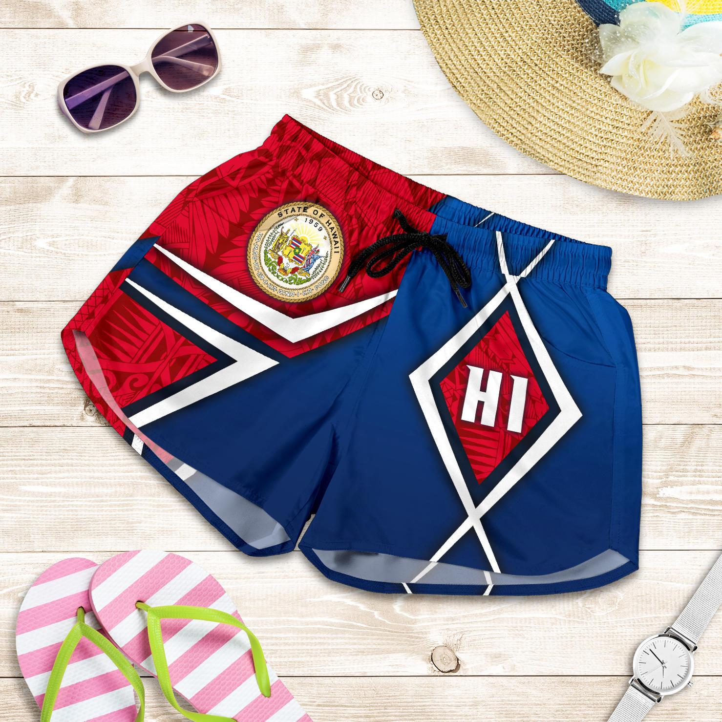 Polynesian Hawaii Women Shorts - Hawaii Seal Women Blue - Polynesian Pride