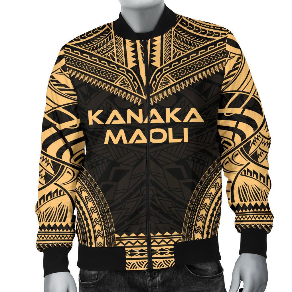 Kanaka Maoli Polynesian Chief Men's Bomber Jacket - Gold Version - Polynesian Pride