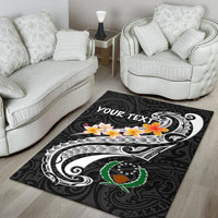 Pohnpei Custom Personalised Area Rug - Pohnpei Seal Polynesian Patterns Plumeria (Black) - Polynesian Pride