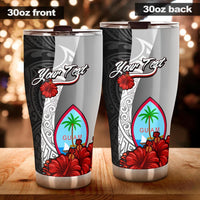 Guam Polynesian Custom Personalised Tumbler - Coat Of Arm With Hibiscus White One Style 30oz X-Large White - Polynesian Pride